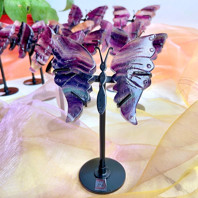 Beautiful Fluorite Butterfly Wings Carving Set (small size)