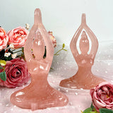 Beautiful Rose Quartz Yoga Women Carvings