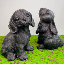 Load image into Gallery viewer, Black Resin Dog Rabbit Carvings