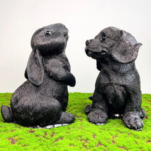 Load image into Gallery viewer, Black Resin Dog Rabbit Carvings