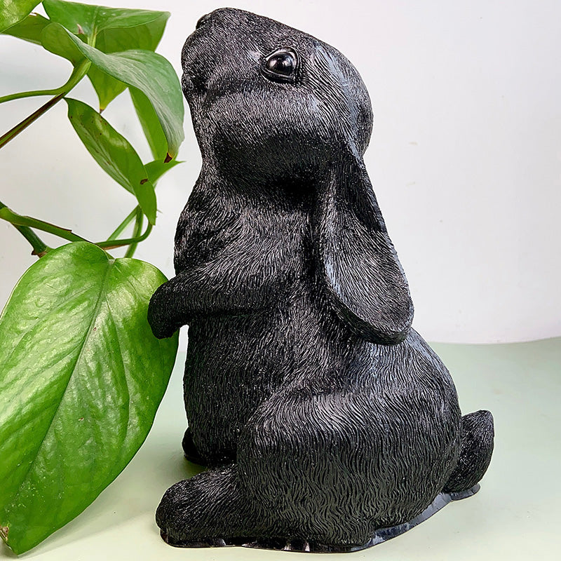 Black Resin Dog Rabbit Carvings