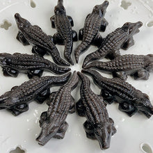 Load image into Gallery viewer, Silver Obsidian Crocodile Carvings