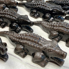 Load image into Gallery viewer, Silver Obsidian Crocodile Carvings