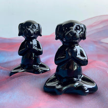 Load image into Gallery viewer, Black Obsidain Yoga Dog Yoga Cat Crystal Carvings Decoration