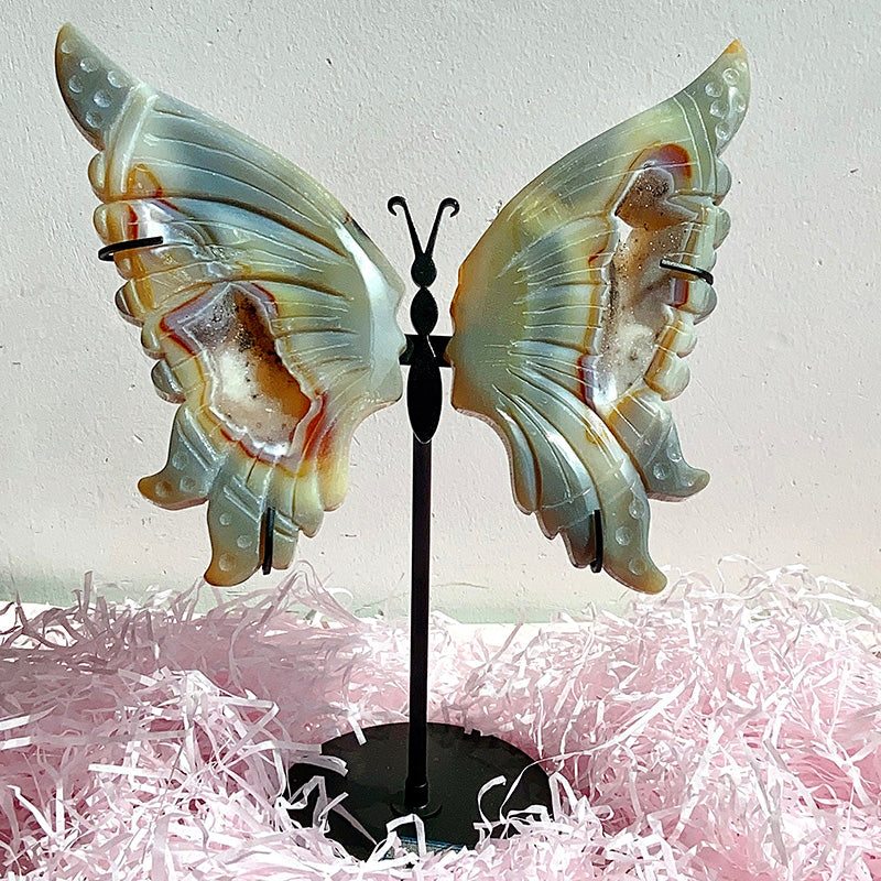 Beautiful Druzy Agate Butterfly Wings Set