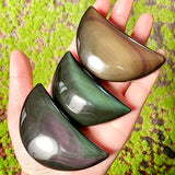 Natural Crystal Rainbow Obsidian Plam Moon