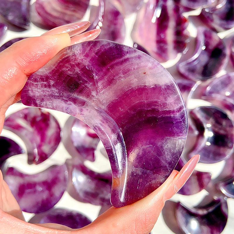 Purple Fluorite Moon Bowls Shape