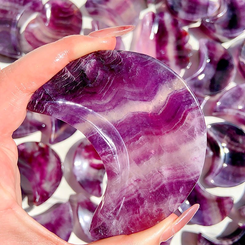 Purple Fluorite Moon Bowls Shape