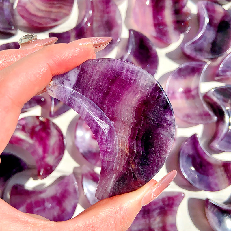 Purple Fluorite Moon Bowls Shape