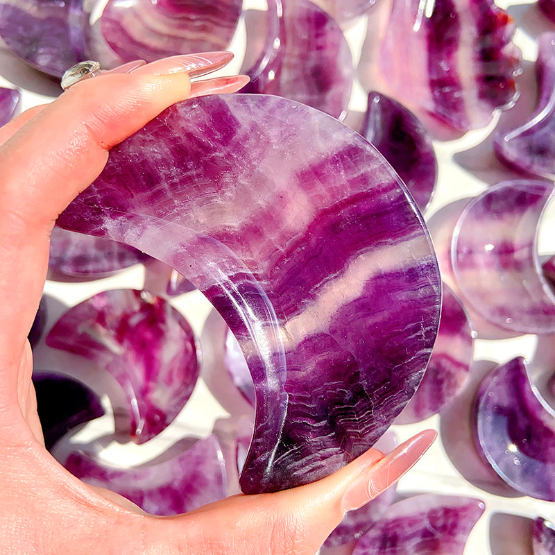 Purple Fluorite Moon Bowls Shape