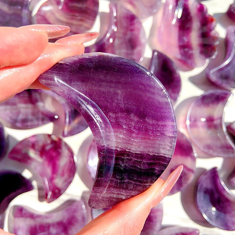 Purple Fluorite Moon Bowls Shape