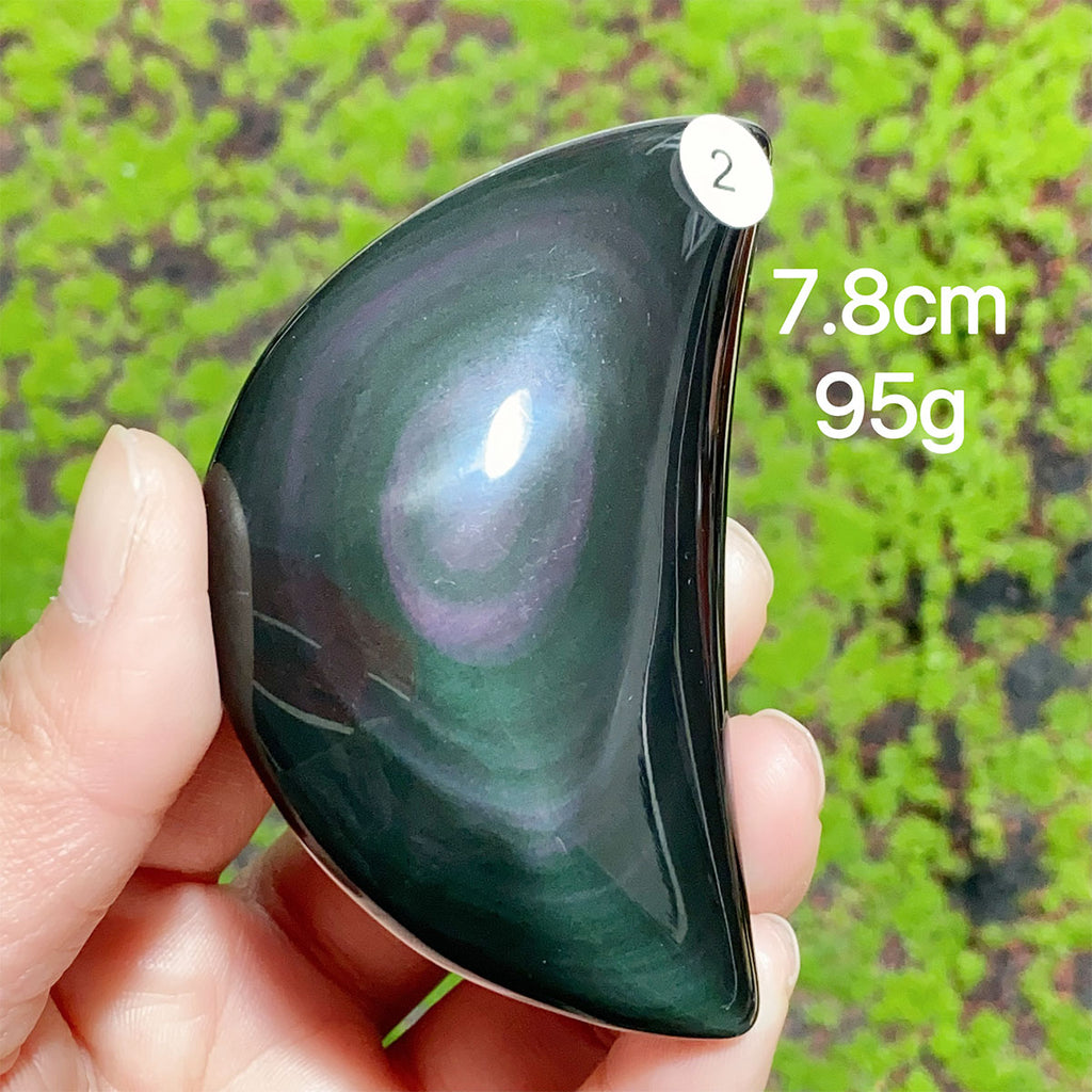 Natural Crystal Rainbow Obsidian Plam Moon