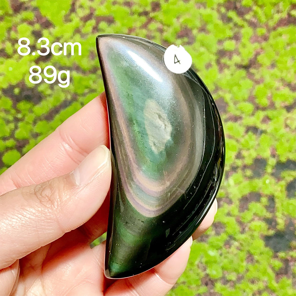 Natural Crystal Rainbow Obsidian Plam Moon