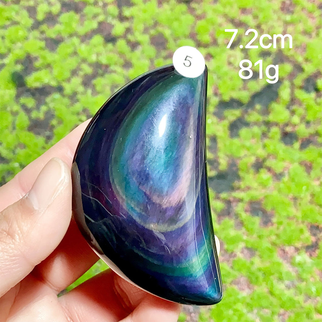 Natural Crystal Rainbow Obsidian Plam Moon