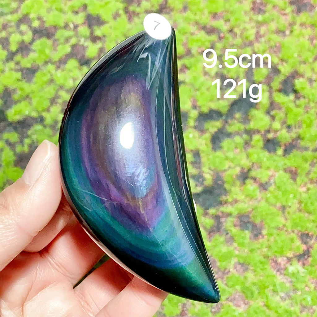 Natural Crystal Rainbow Obsidian Plam Moon