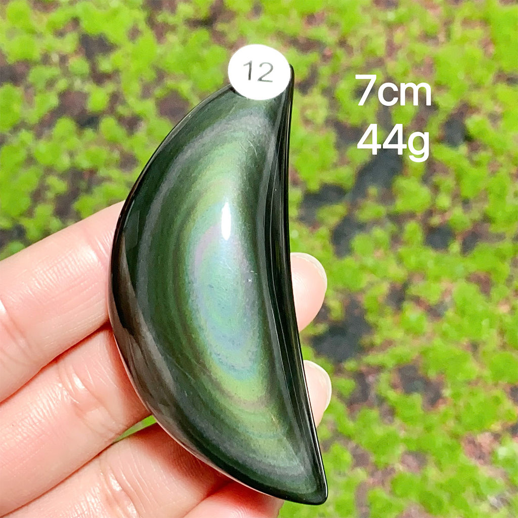 Natural Crystal Rainbow Obsidian Plam Moon