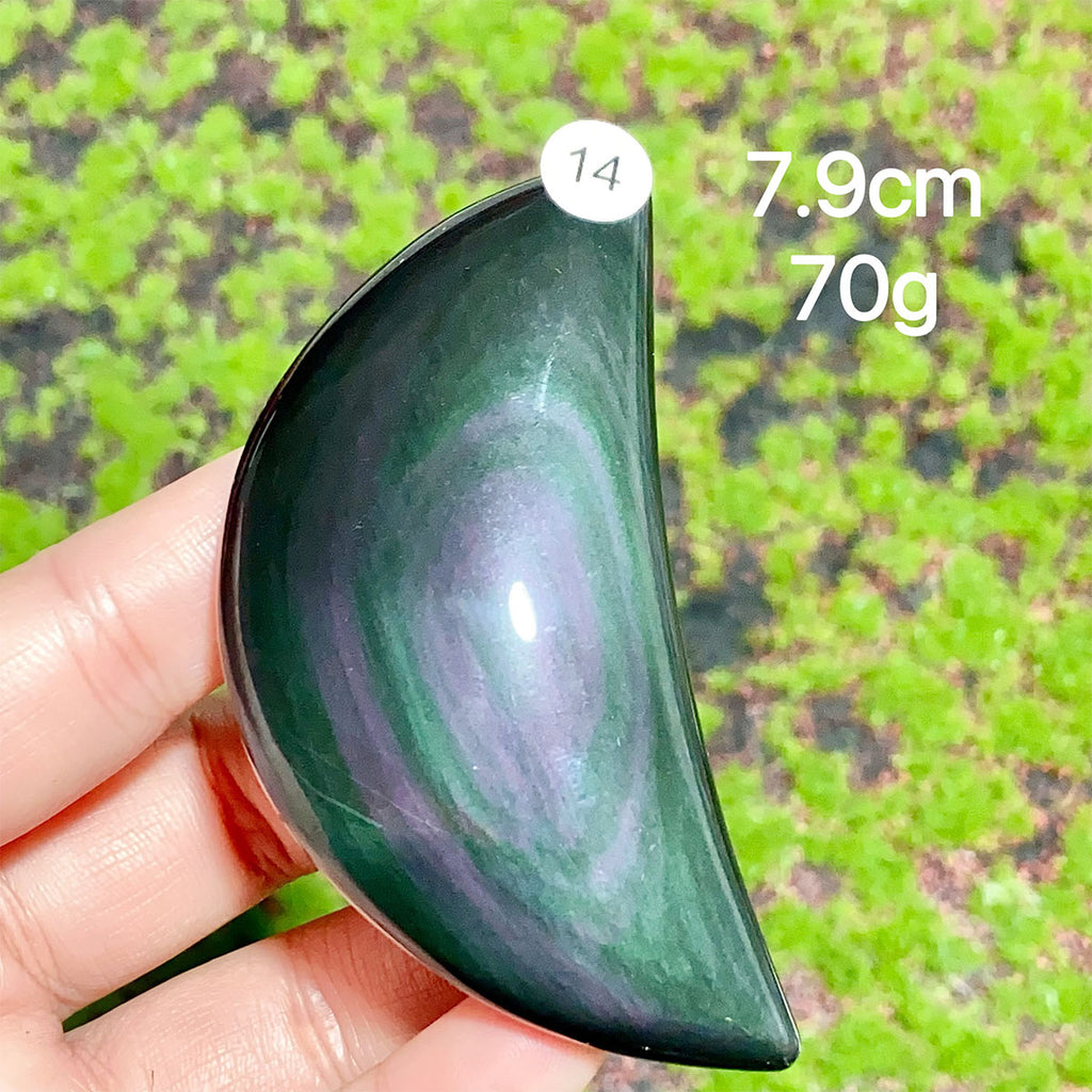 Natural Crystal Rainbow Obsidian Plam Moon