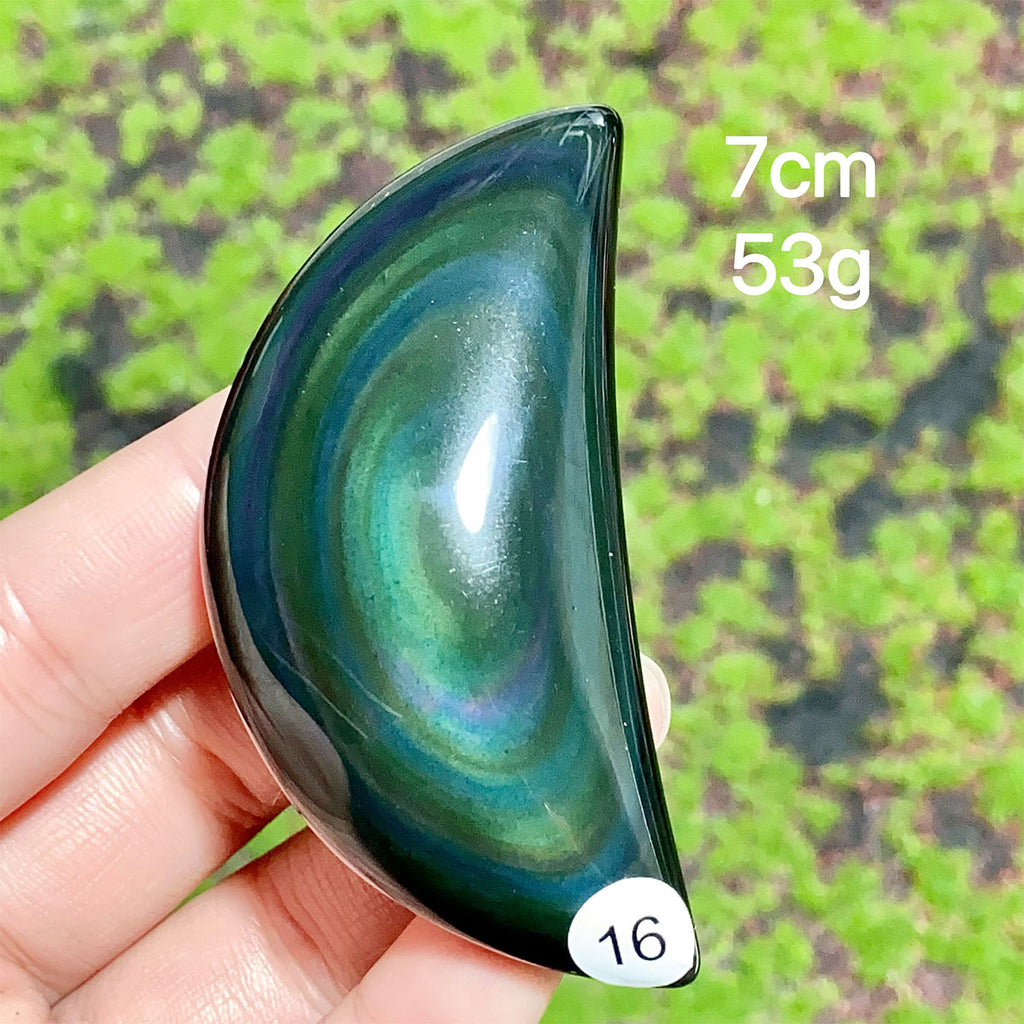 Natural Crystal Rainbow Obsidian Plam Moon