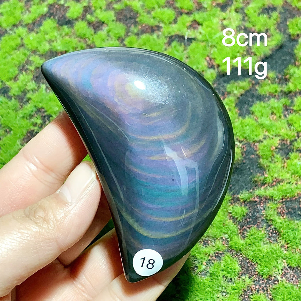 Natural Crystal Rainbow Obsidian Plam Moon