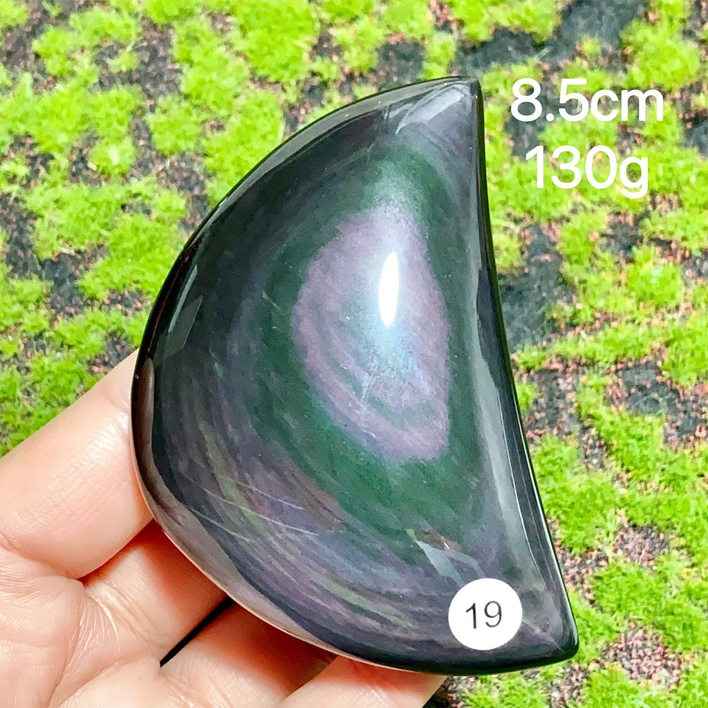 Natural Crystal Rainbow Obsidian Plam Moon