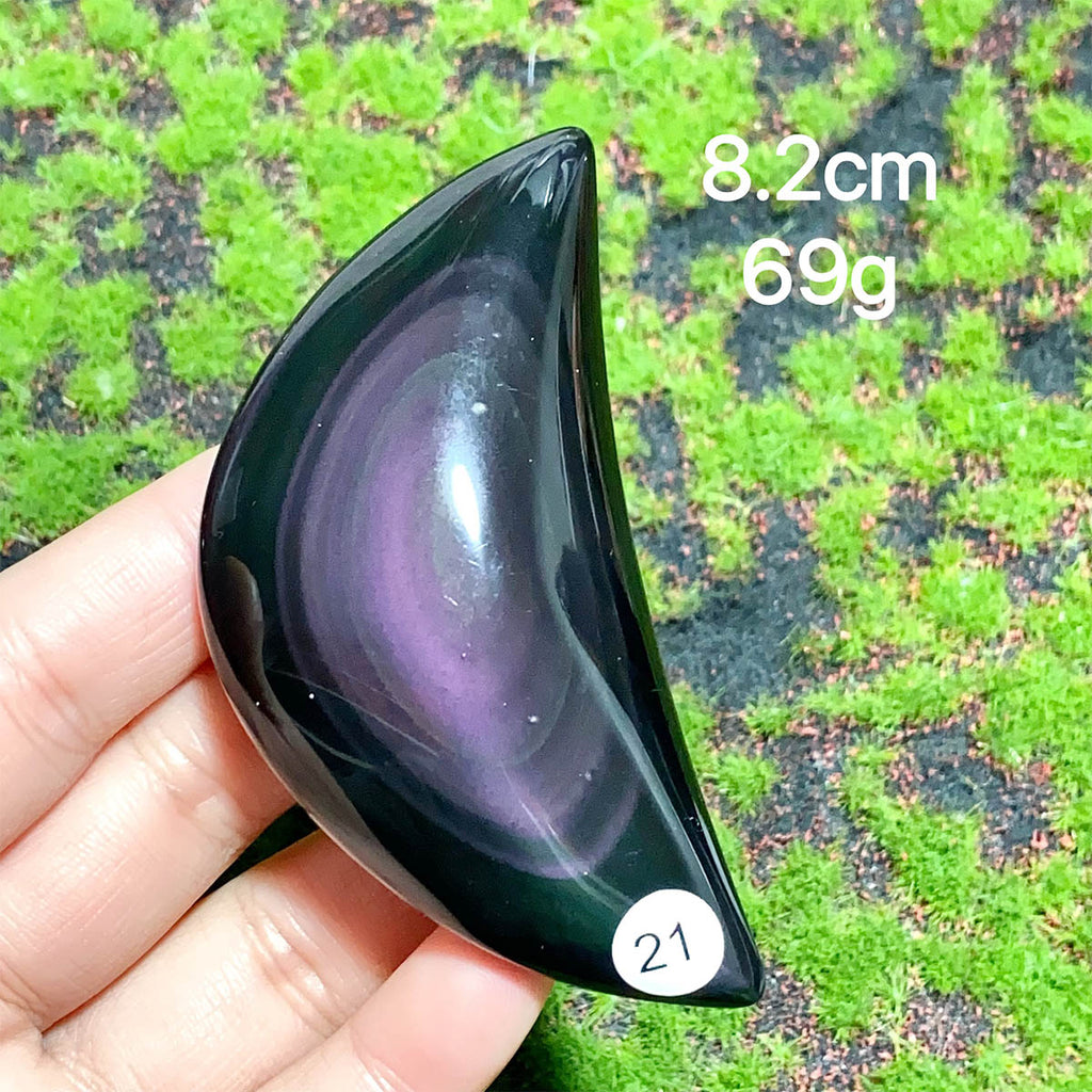 Natural Crystal Rainbow Obsidian Plam Moon