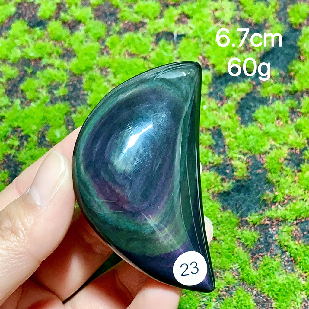 Natural Crystal Rainbow Obsidian Plam Moon