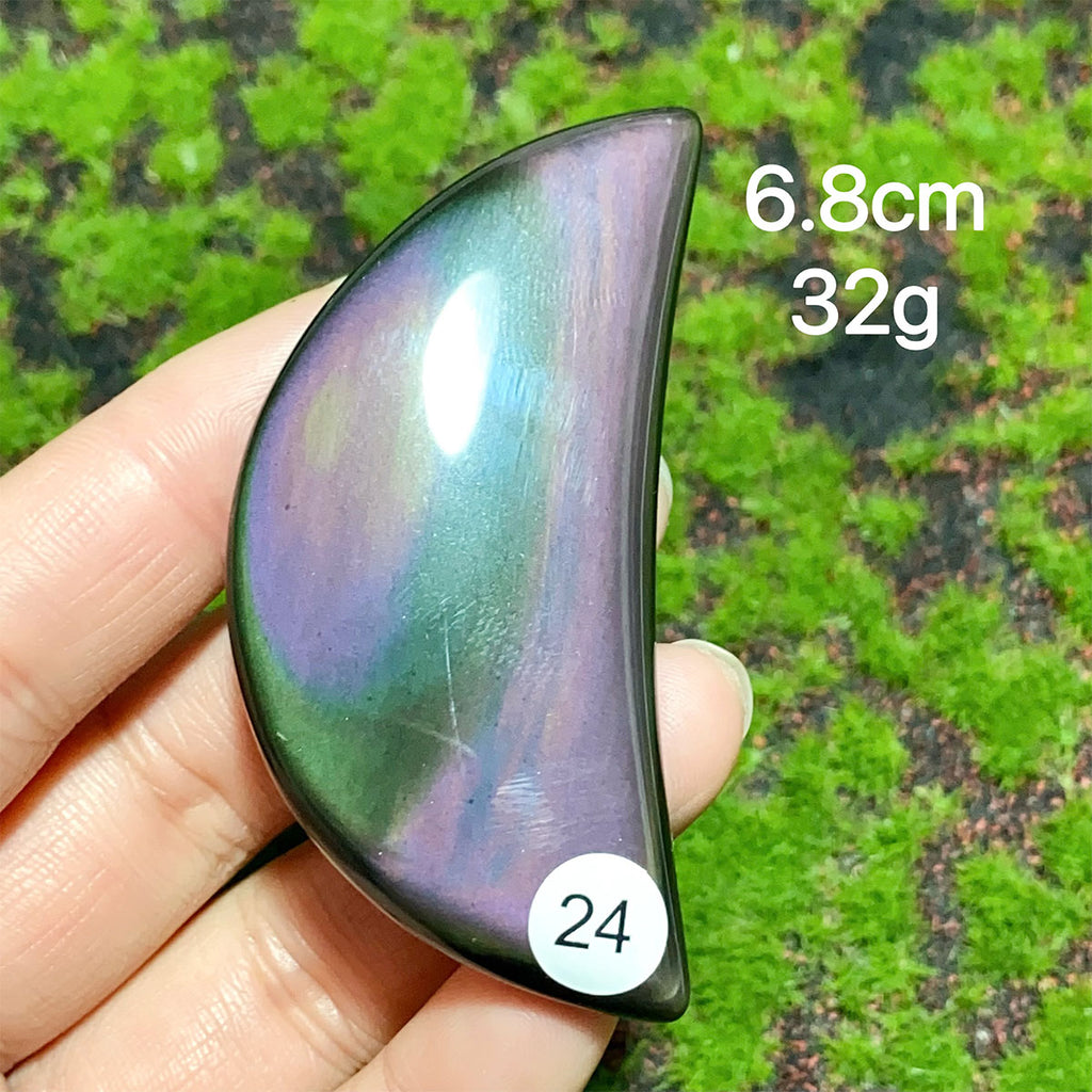 Natural Crystal Rainbow Obsidian Plam Moon