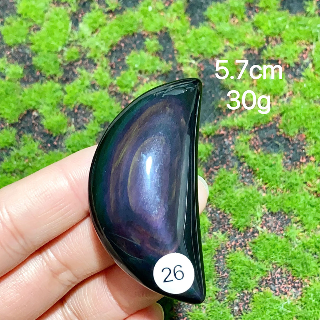 Natural Crystal Rainbow Obsidian Plam Moon