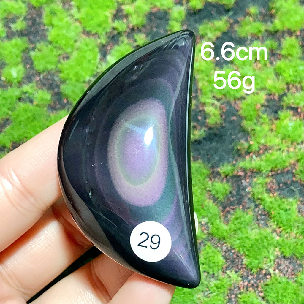 Natural Crystal Rainbow Obsidian Plam Moon