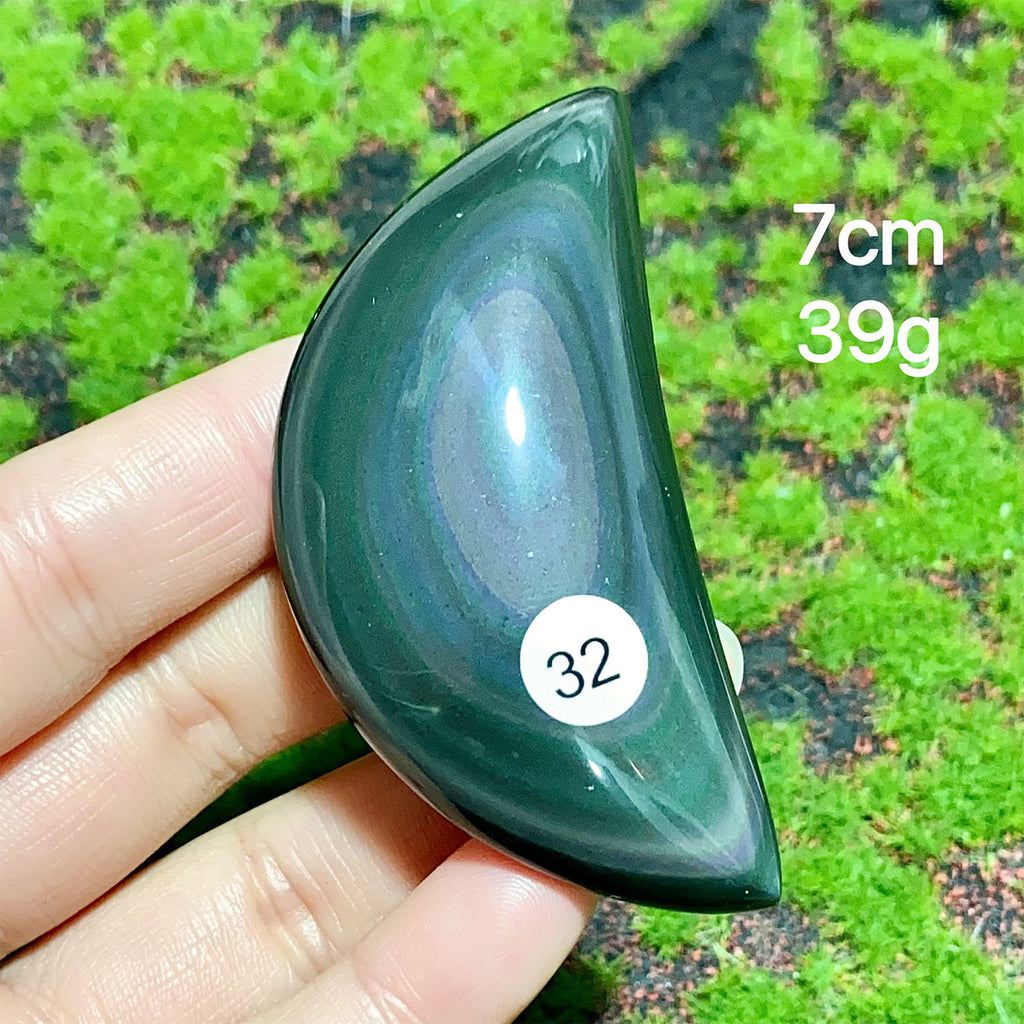 Natural Crystal Rainbow Obsidian Plam Moon