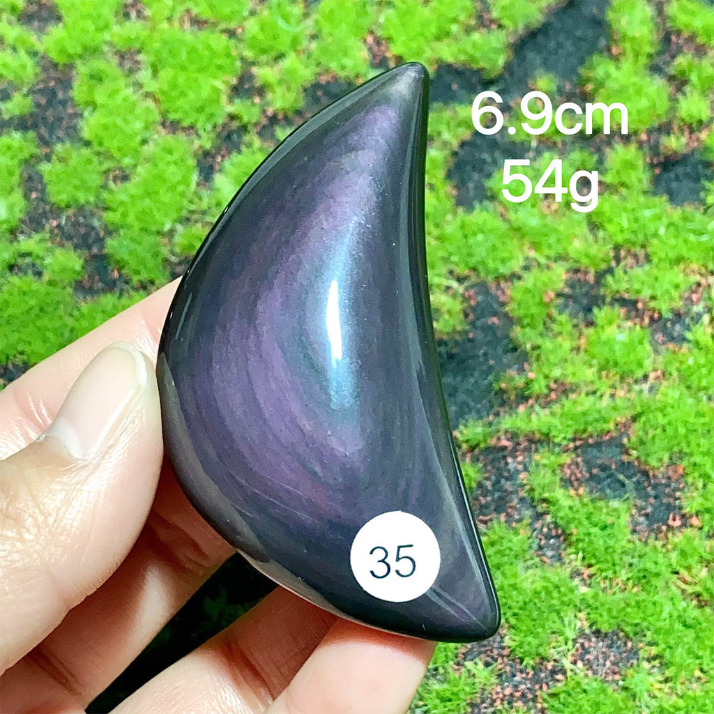 Natural Crystal Rainbow Obsidian Plam Moon