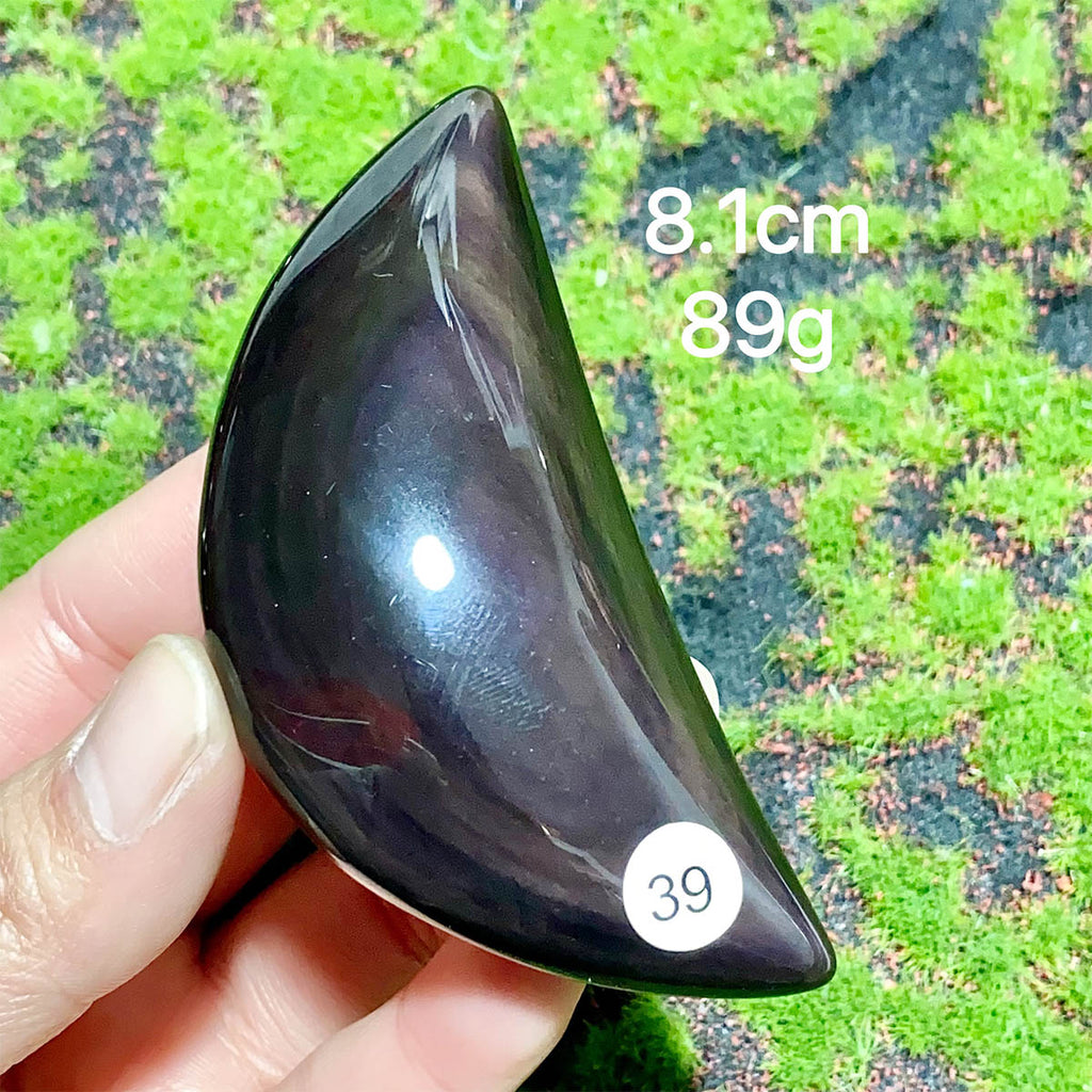 Natural Crystal Rainbow Obsidian Plam Moon