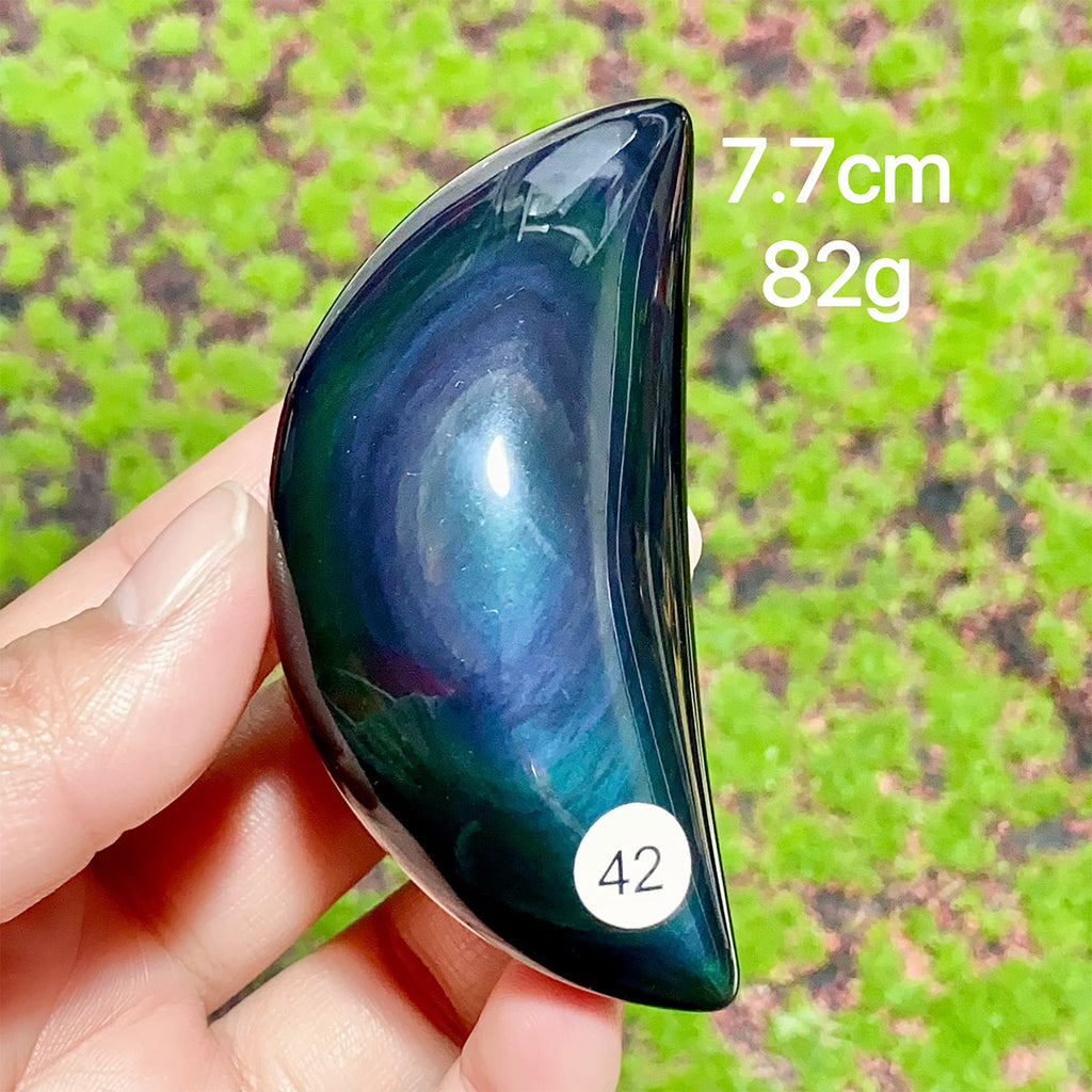 Natural Crystal Rainbow Obsidian Plam Moon