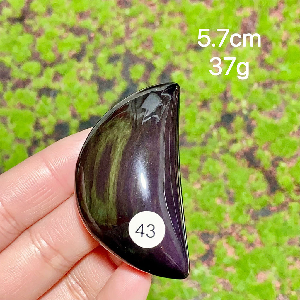 Natural Crystal Rainbow Obsidian Plam Moon