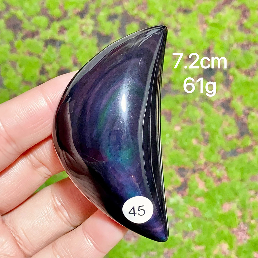 Natural Crystal Rainbow Obsidian Plam Moon