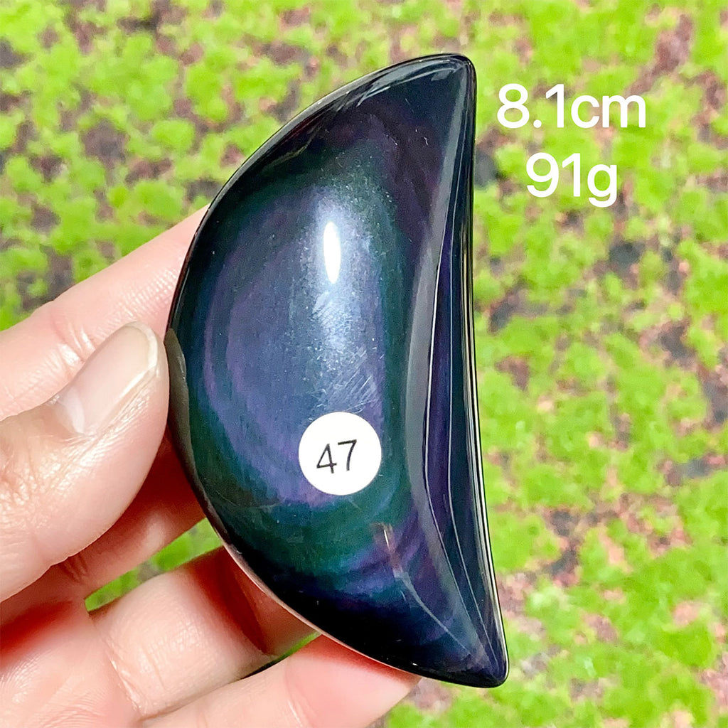 Natural Crystal Rainbow Obsidian Plam Moon