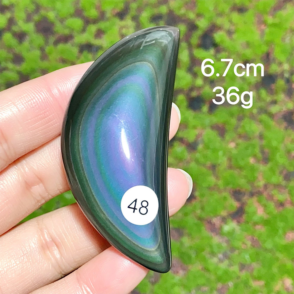 Natural Crystal Rainbow Obsidian Plam Moon