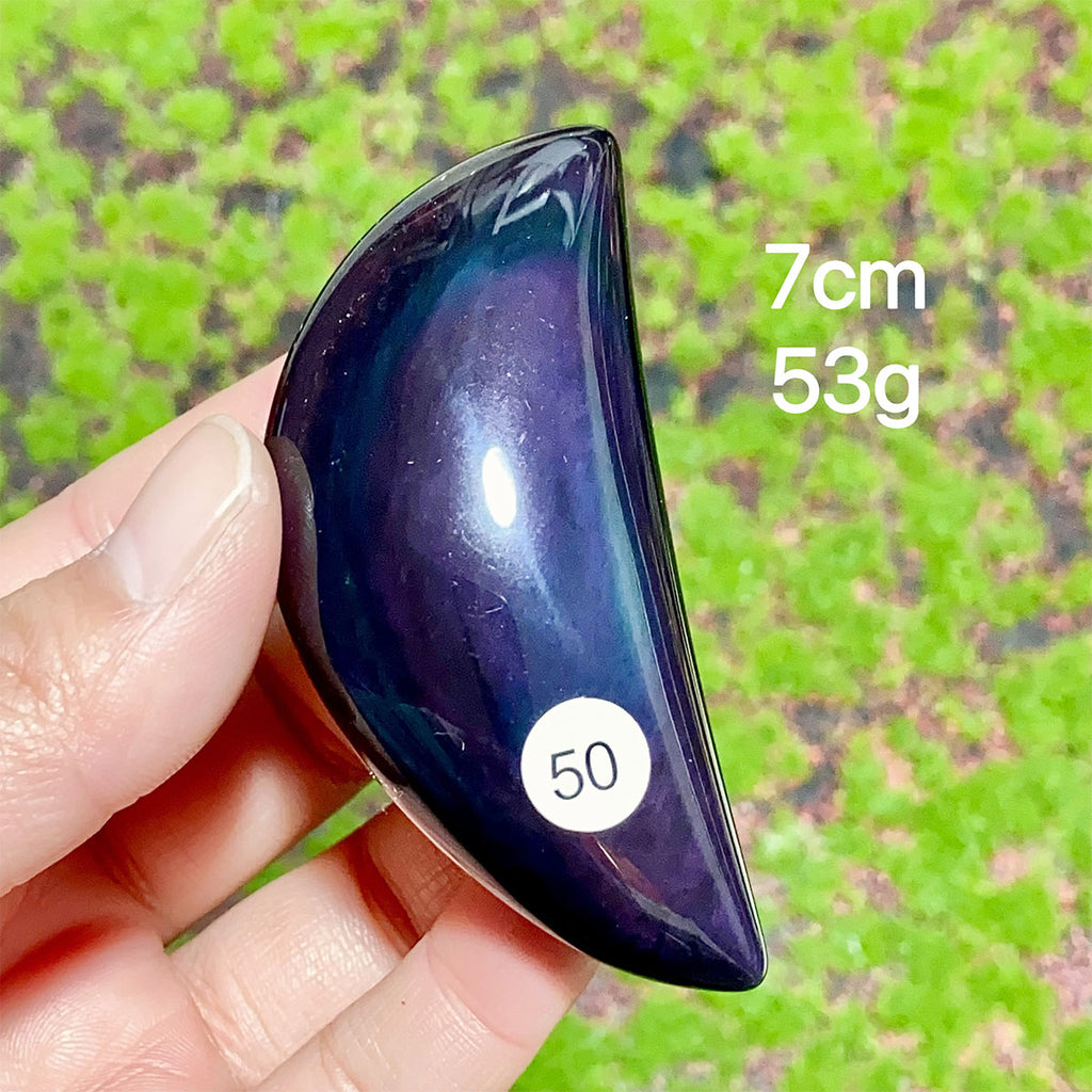 Natural Crystal Rainbow Obsidian Plam Moon