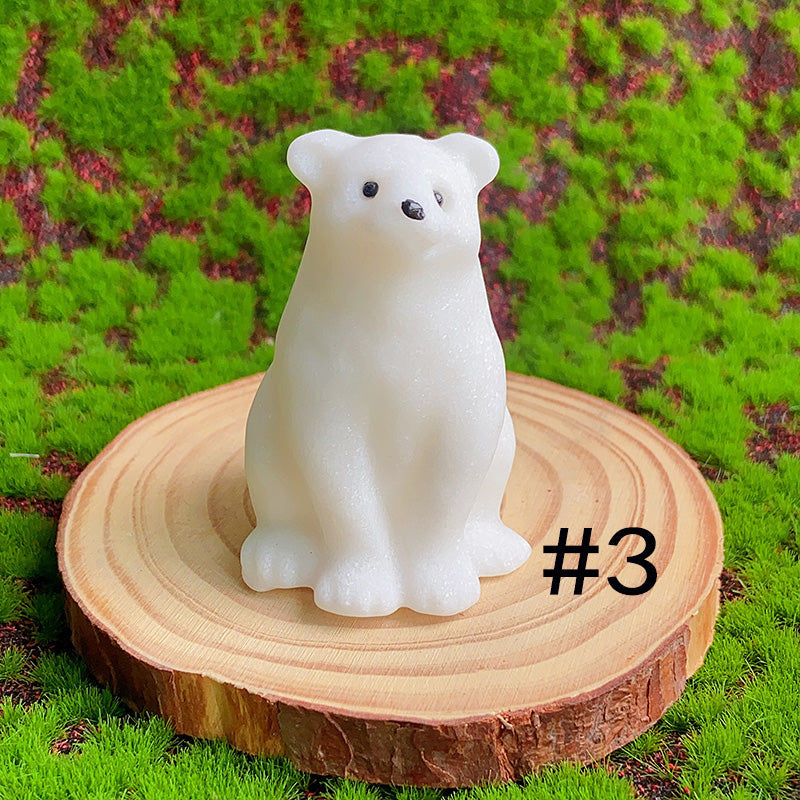 Cute White Jade Polar Bear Carving