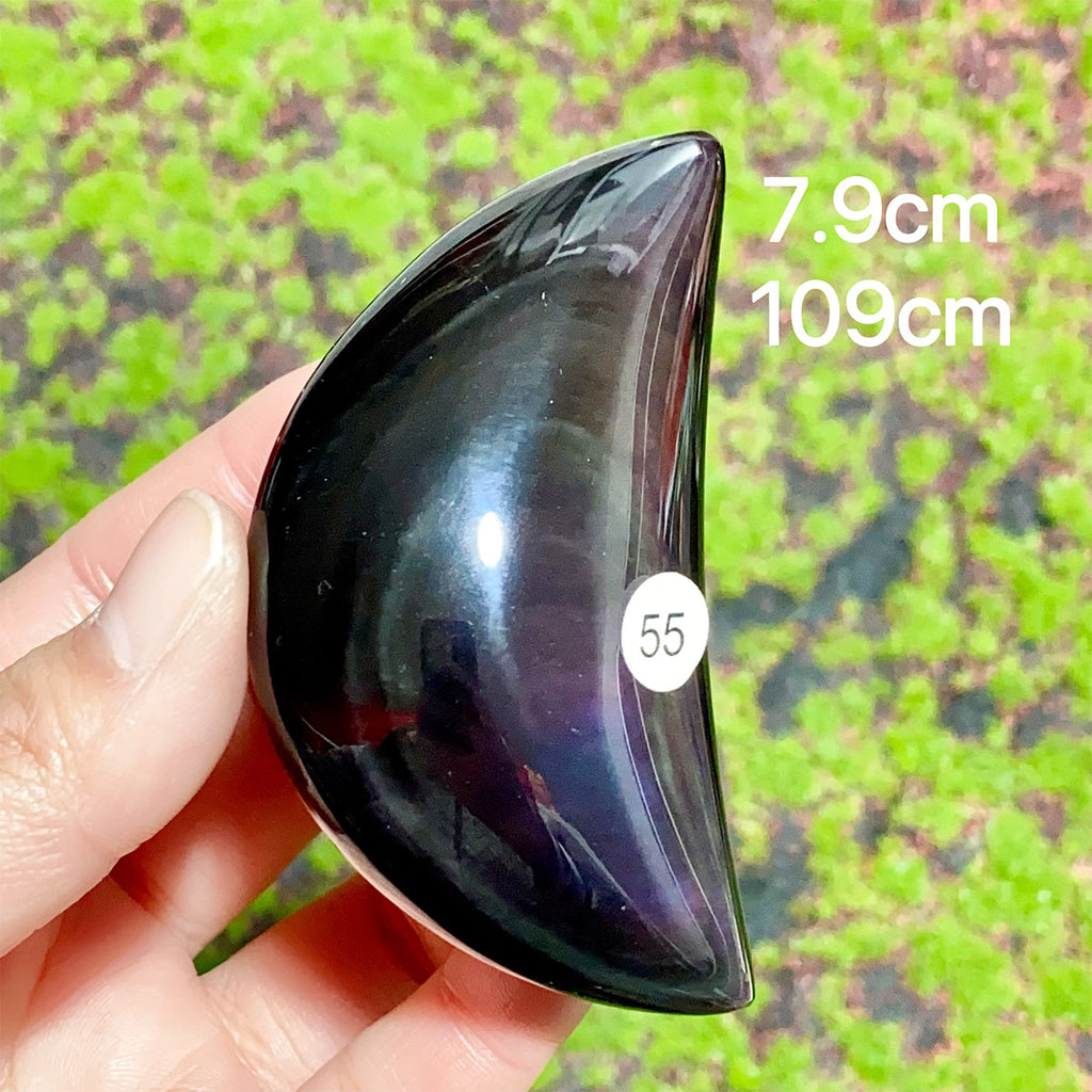 Natural Crystal Rainbow Obsidian Plam Moon