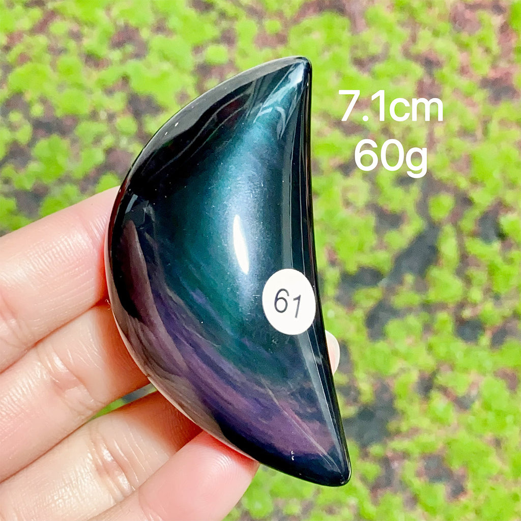 Natural Crystal Rainbow Obsidian Plam Moon