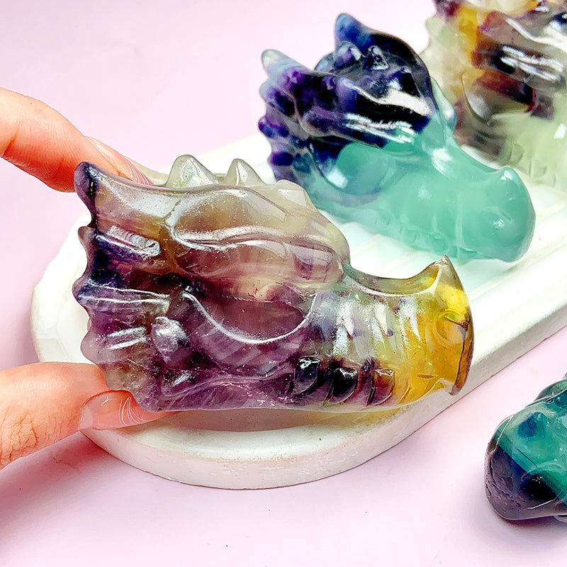 Fluorite Dragon Head Carvings