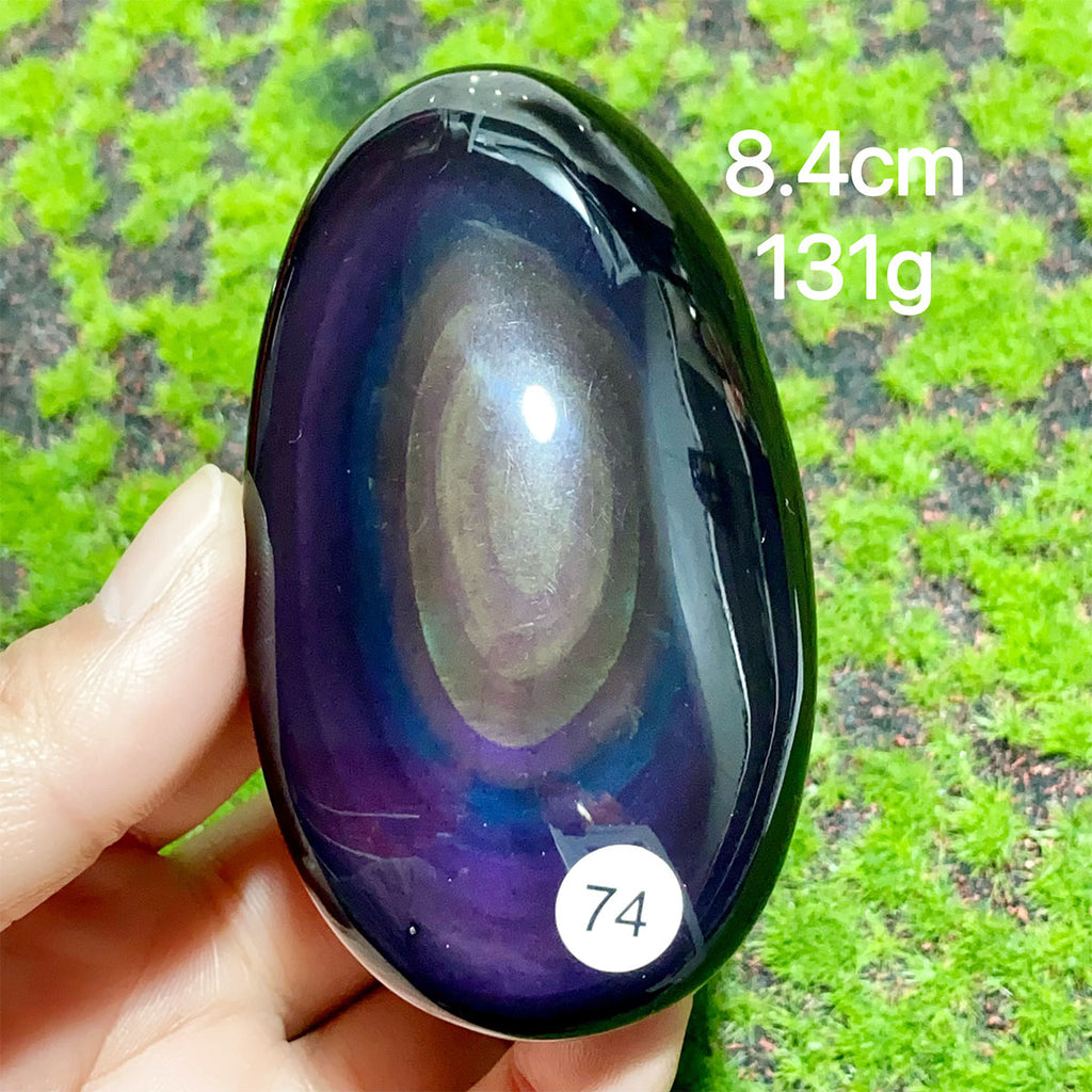 Natural Crystal Rainbow Obsidian Plam Moon