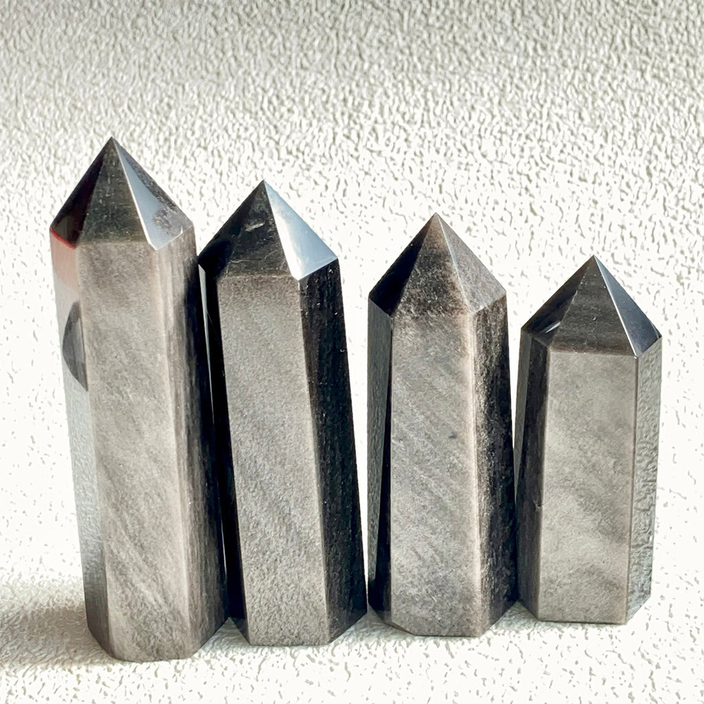 Natural Silver Obsidian Crystal Tower