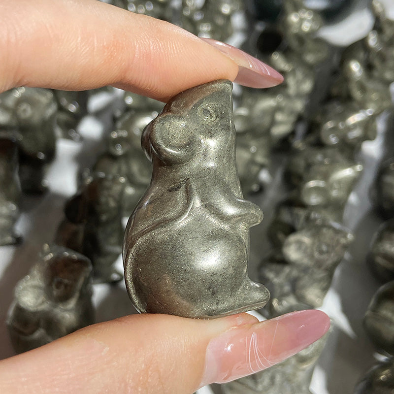 Cute Pyrite Bunny Carvings