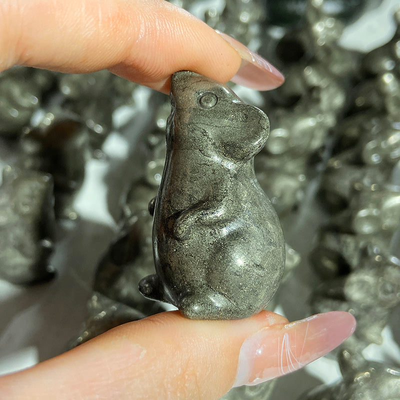 Cute Pyrite Bunny Carvings