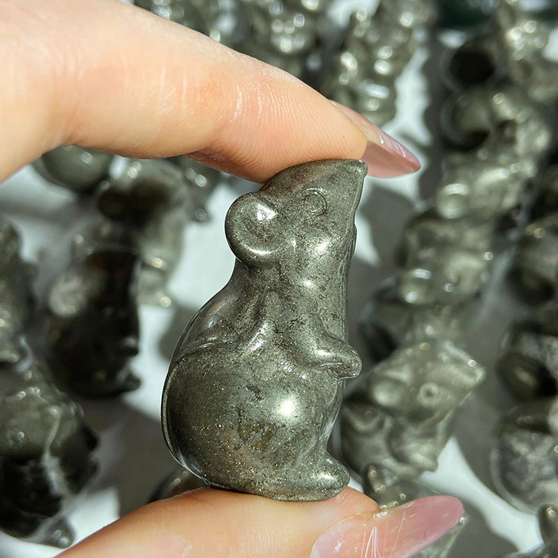 Cute Pyrite Bunny Carvings