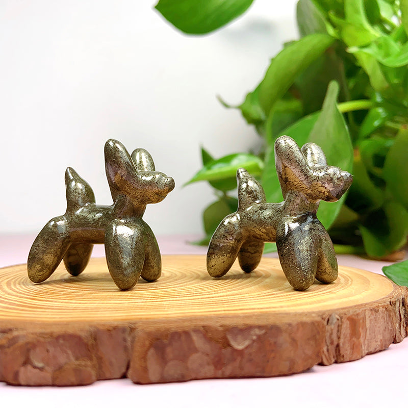 Cute Pyrite Different Styles Carvings (Frog/ Wolf/ Balloon Dog/ Boy/ Girl)