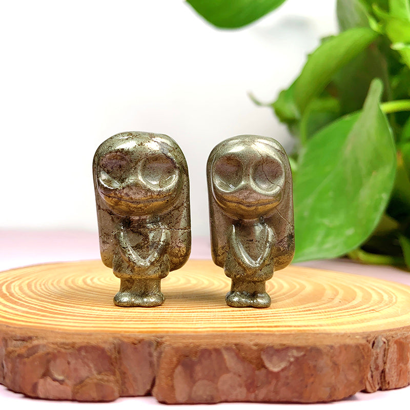 Cute Pyrite Different Styles Carvings (Frog/ Wolf/ Balloon Dog/ Boy/ Girl)