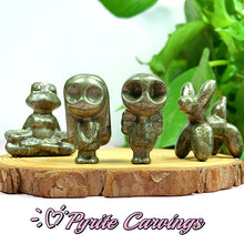 Load image into Gallery viewer, Cute Pyrite Different Styles Carvings (Frog/ Wolf/ Balloon Dog/ Boy/ Girl)